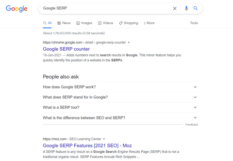 First Page of Google - SERPs